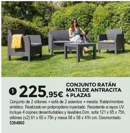Oferta de Bigmat - Conjunto Ratán Matilde Antracita 4 Plazas por 225,95€ en BigMat