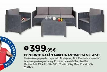 Oferta de Bigmat - Conjunto Ratán Aurelia Antracita 5 Plazas por 399,95€ en BigMat