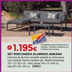 Oferta de Bigmat - Set Rinconera Aluminio Ankara por 1195€ en BigMat