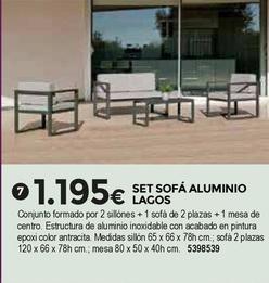 Oferta de Bigmat - Set Sofá Aluminio Lagos por 1195€ en BigMat