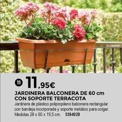 Oferta de Bigmat - Jardinera Balconera Con Soporte Terracota por 11,95€ en BigMat