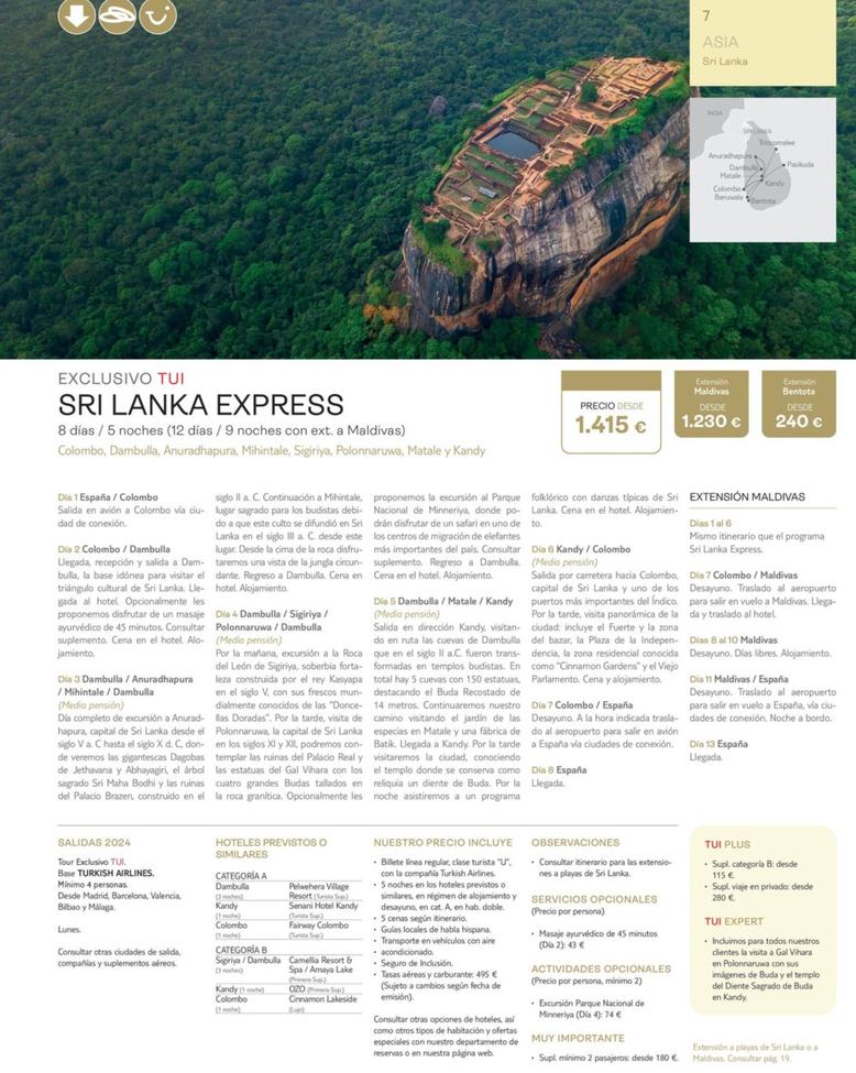 Oferta de Sri Lanka Express por 1415€ en Tui Travel PLC