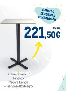 Oferta de Makro - Tablero Compacto Fenólico Madera Lavada + Pie Goya Alto Negro por 221,5€ en Makro