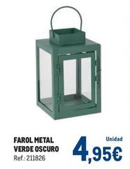 Oferta de Makro - Farol Metal Verde Oscuro por 4,95€ en Makro