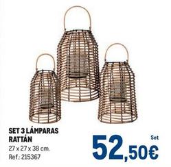 Oferta de Makro - Set 3 Lámparas Rattán por 52,5€ en Makro