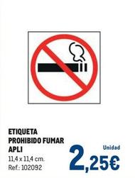 Oferta de Makro - Etiqueta Prohibido Fumar Apli por 2,25€ en Makro