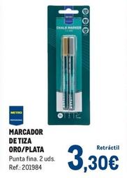 Oferta de Metro Professional - Marcador De Tiza Oro / Plata por 3,3€ en Makro