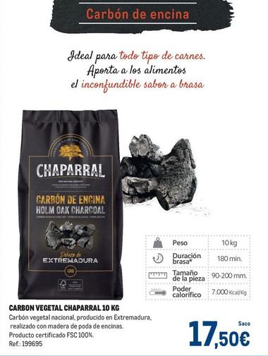 Oferta de Chaparral - Carbón Vegetal 10 Kg por 17,5€ en Makro