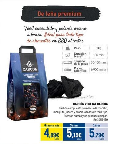 Oferta de Carcoa - Carbón Vegetal por 5,79€ en Makro