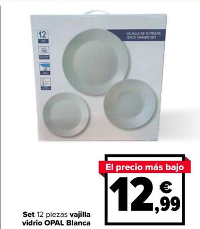 Oferta de Opal - Set 12 Piezas Vajilla Vidrio Blanca por 12,99€ en Carrefour