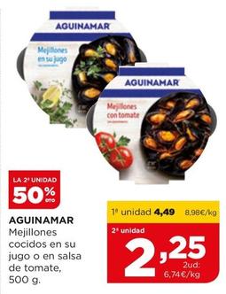 Oferta de Aguinamar - Mejillones Cocidos En Su Jugo O En Salsa De Tomate por 4,49€ en Alimerka