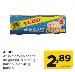 Oferta de Albo - Atún Claro En Aceite De Girasol por 2,89€ en Alimerka