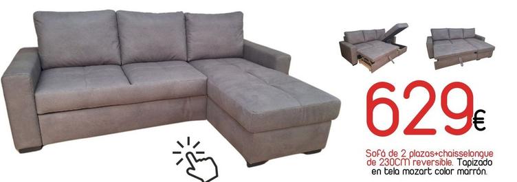 Oferta de Sofa De 2 Plazas+Chaisselongue Reversible por 629€ en Muebles Hnos. García