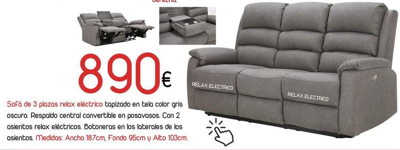 Oferta de Sofá De 2 Plazas Relax Electrico por 890€ en Muebles Hnos. García