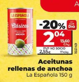 Oferta de La Española - Aceitunas Rellenas De Anchoa por 2,04€ en Dia