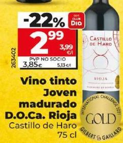 Oferta de Castillo De Haro - Vino Tinto Joven Madurado D.O.Ca. Rioja por 2,99€ en Dia
