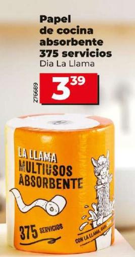 Oferta de Dia La Llama - Papel De Cocina Absorbente 375 Servicos por 2,99€ en Dia