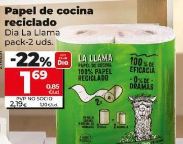 Oferta de Dia La Llama - Papel De Cocina Reciclado por 1,69€ en Dia