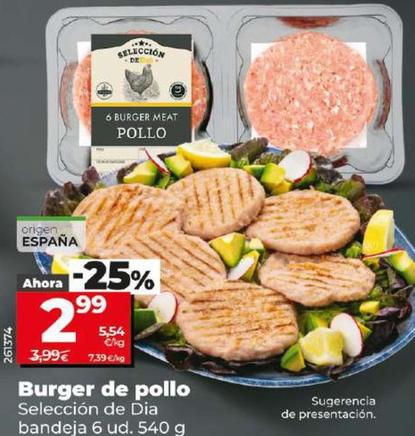 Oferta de Seleccion De Dia - Burger De Pollo por 2,99€ en Dia