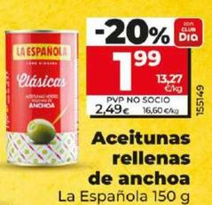 Oferta de La Española - Aceitunas Rellenas De Anchoa por 1,99€ en Dia