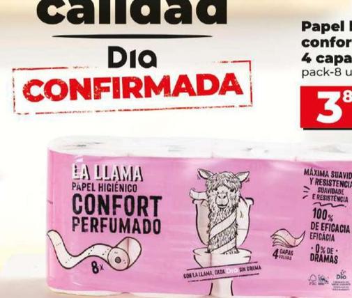 Oferta de Dia La Llama - Papel Higienico Confort Perfumado 4 Capas por 3,85€ en Dia