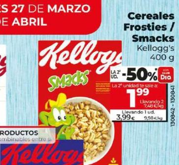 Oferta de Kellogg's - Cereales Frosties / Smacks por 3,99€ en Dia