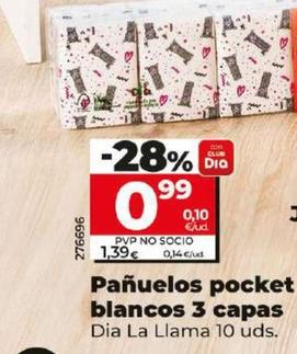 Oferta de Dia La Llama - Pañuelos Pocket Blancos 3 Capas por 0,99€ en Dia