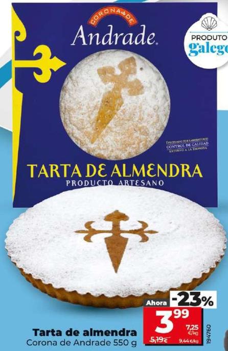 Oferta de Corona De Andrade - Tarta De Almendra por 3,99€ en Dia