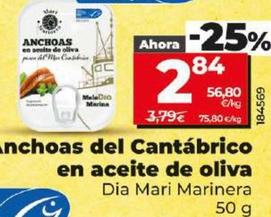 Oferta de Dia Mari Marinera - Anchoas Del Cantabrico En Aceite De Oliva por 2,84€ en Dia