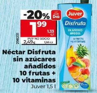 Oferta de Juver - Nectar Disfruta Sin Azucares Anadidos 10 Frutas + 10 Vitaminas por 1,99€ en Dia