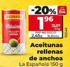 Oferta de La Española - Aceitunas Rellenas De Anchoa por 1,95€ en Dia