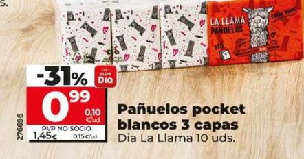 Oferta de Dia La Llama - Panuelos Pocket Blancos 3 Capas por 0,99€ en Dia