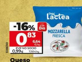 Oferta de Dia Lactea - Queso Mozzarella Fresca por 0,83€ en Dia