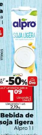 Oferta de Alpro - Bebida De Soja Ligera por 2,19€ en Dia