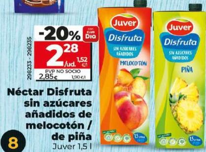Oferta de Juver - Néctar Disfruta Sin Azucares Anadidos De Melocoton / De Pina por 2,28€ en Dia