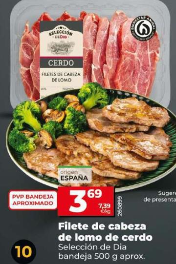 Oferta de Seleccion De Dia - Filete De Cabeza De Lomo De Cerdo por 3,69€ en Dia