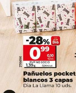 Oferta de Dia La Llama - Panuelos Pocket Blancos 3 Capas por 0,99€ en Dia