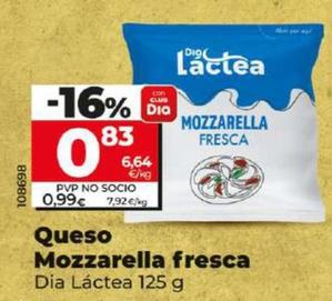 Oferta de Dia Lactea  - Queso Mozzarella Fresca por 0,83€ en Dia