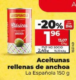Oferta de La Española - Aceitunas Rellenas De Anchoa por 1,96€ en Dia