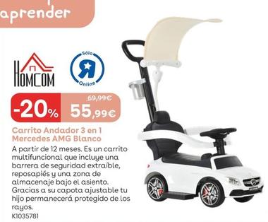 Oferta de Homcom - Carrito Andador 3 En 1 Mercedes Amg Blanco por 55,99€ en ToysRus