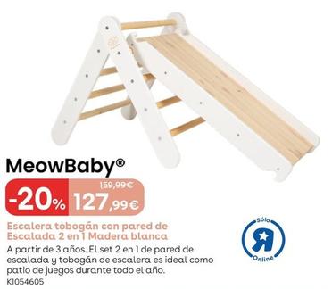 Oferta de Meowbaby - Escalera Tobogán Con Pared De Escalada 2 En 1 Madera Blanca por 127,99€ en ToysRus