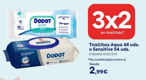 Oferta de Dodot - Toallitas Aqua 48 Uds. O Sensitive 54 Uds por 2,99€ en ToysRus