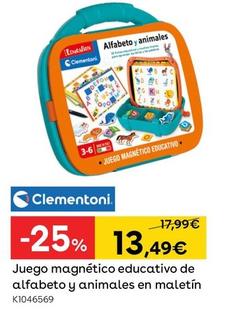 Oferta de Clementoni - Juego Magnético Educativo De Alfabeto Y Animales En Maletín por 13,49€ en ToysRus