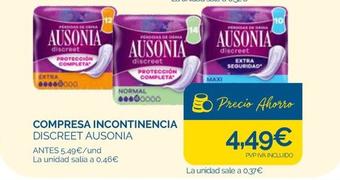 Oferta de Ausonia - Compresas Incontinencia por 4,49€ en Supermercados La Despensa
