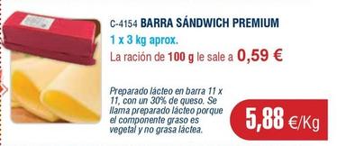 Oferta de Abordo - Barra Sándwich Premium por 5,88€ en Abordo