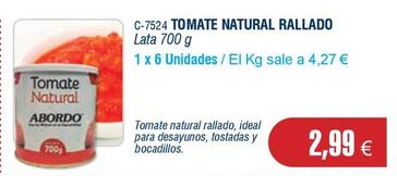 Oferta de Abordo - Tomate Natural Rallado por 2,99€ en Abordo