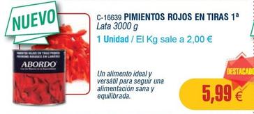 Oferta de Abordo - Pimientos Rojos En Tiras por 5,99€ en Abordo