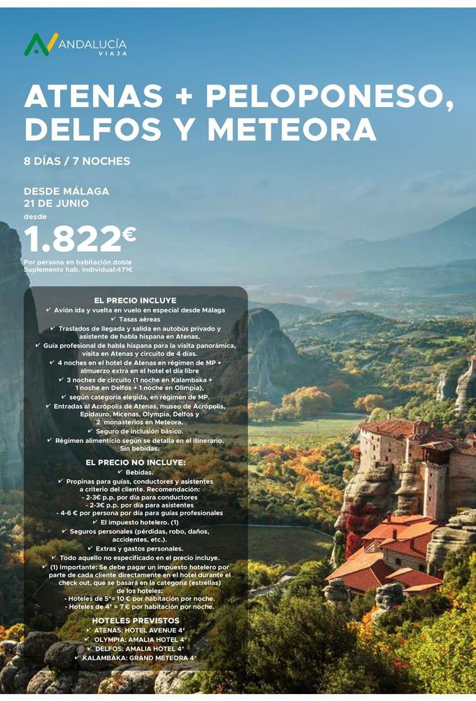Oferta de Atenas + Peloponeso, Delfos Y Meteora por 1822€ en Halcón Viajes