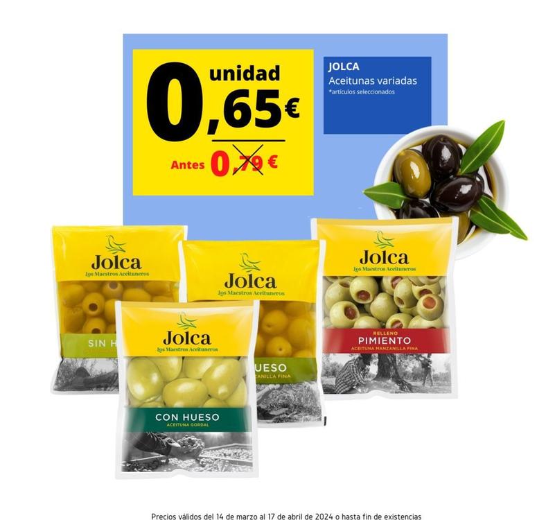 Oferta de Jolca - Aceitunas Variadas por 0,65€ en Supermercados Tu Alteza