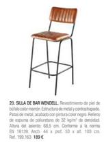 Oferta de Silla De Bar Wendell por 189€ en Maisons du Monde